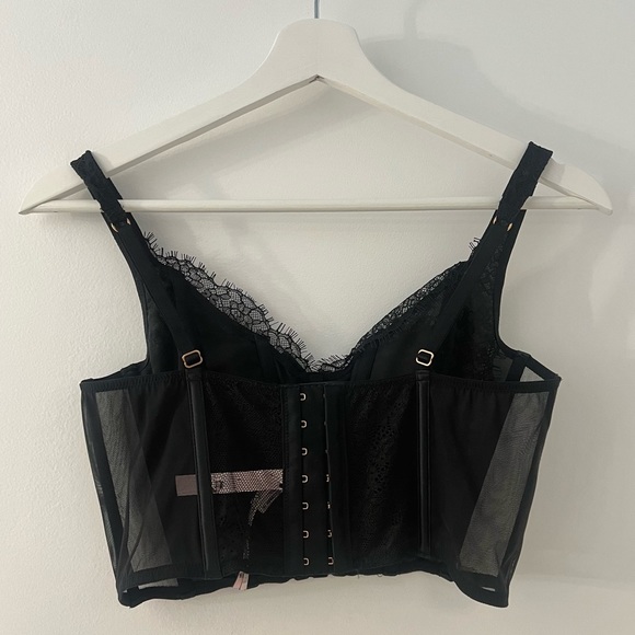 Victoria’s Secret Dream Angels Unlined Lace-Up Corset Top in Black Lace Size M - Picture 2 of 3